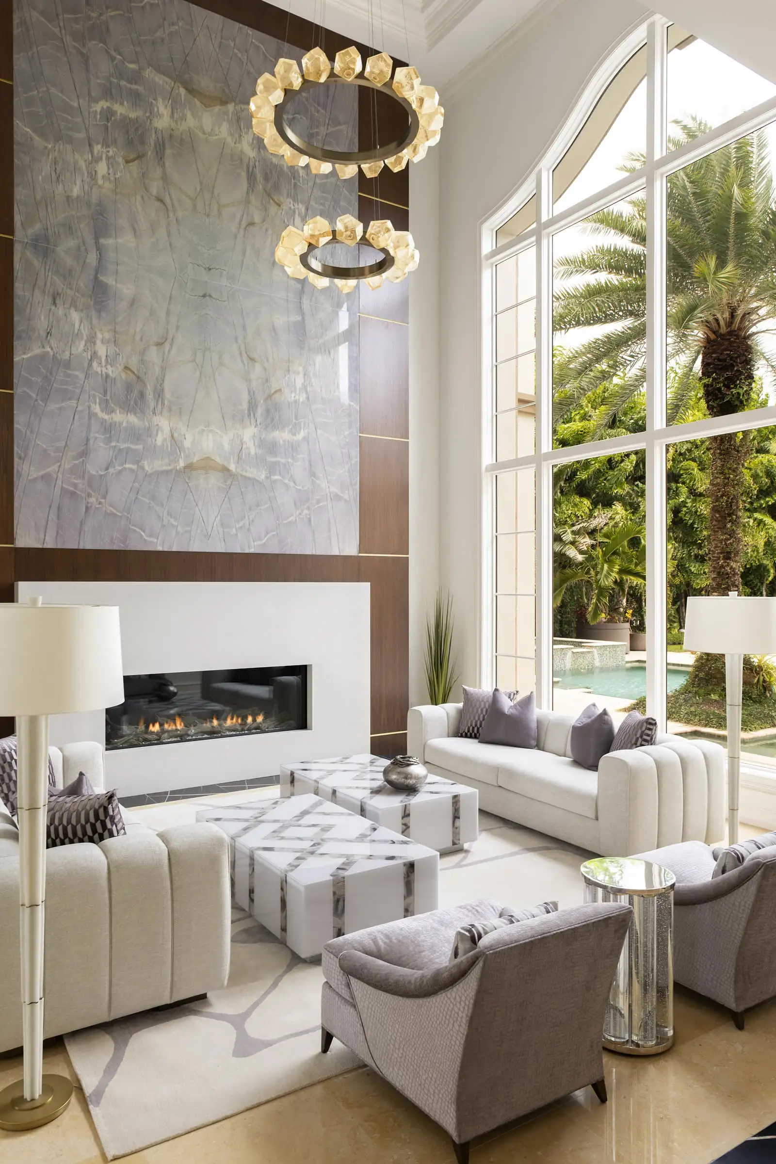 Azul Imperial Quartzite Fireplace Designed by: Freestyle Interiors Contractor: Gulfshore Homes