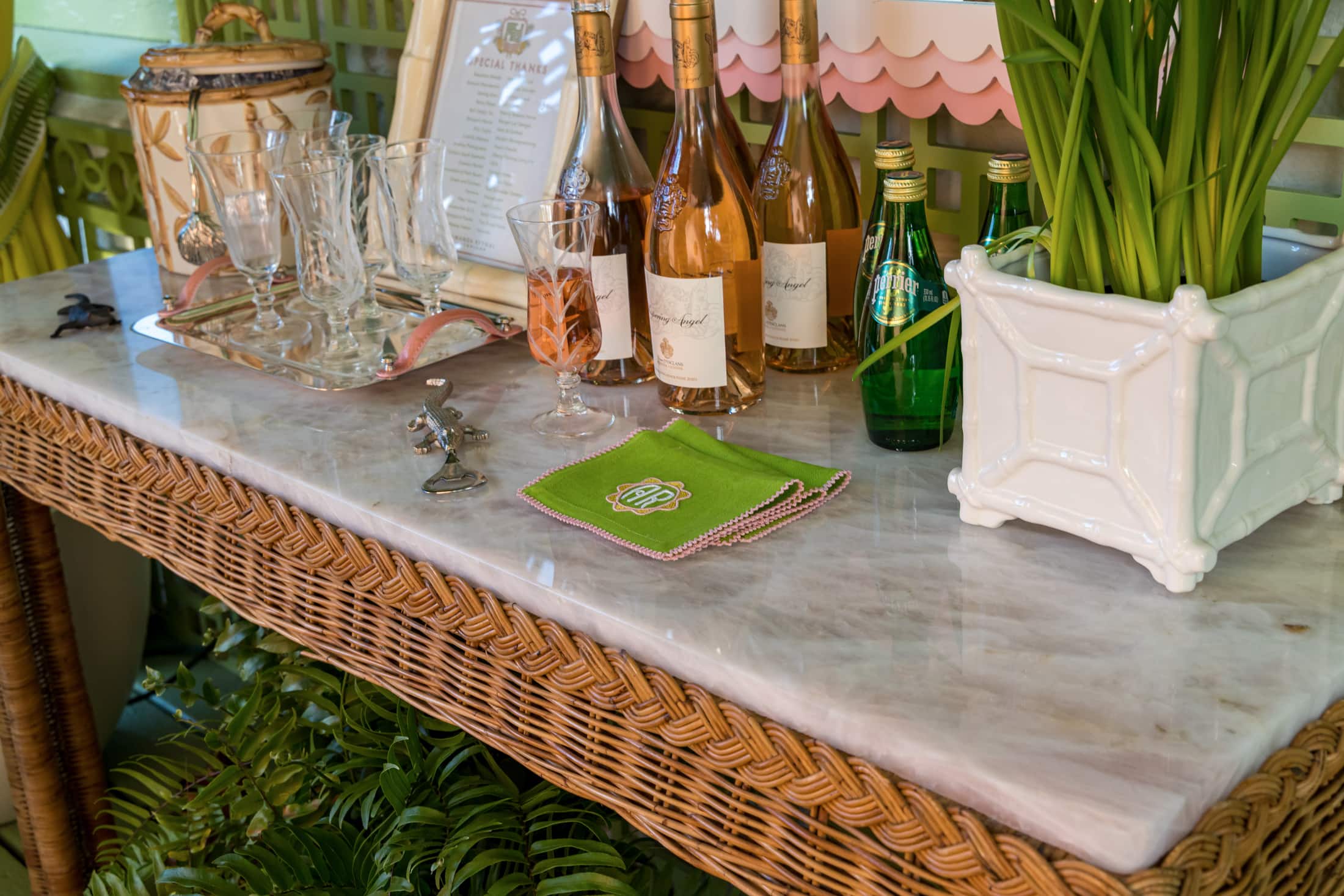 Crystal Rose Console Table Closeup