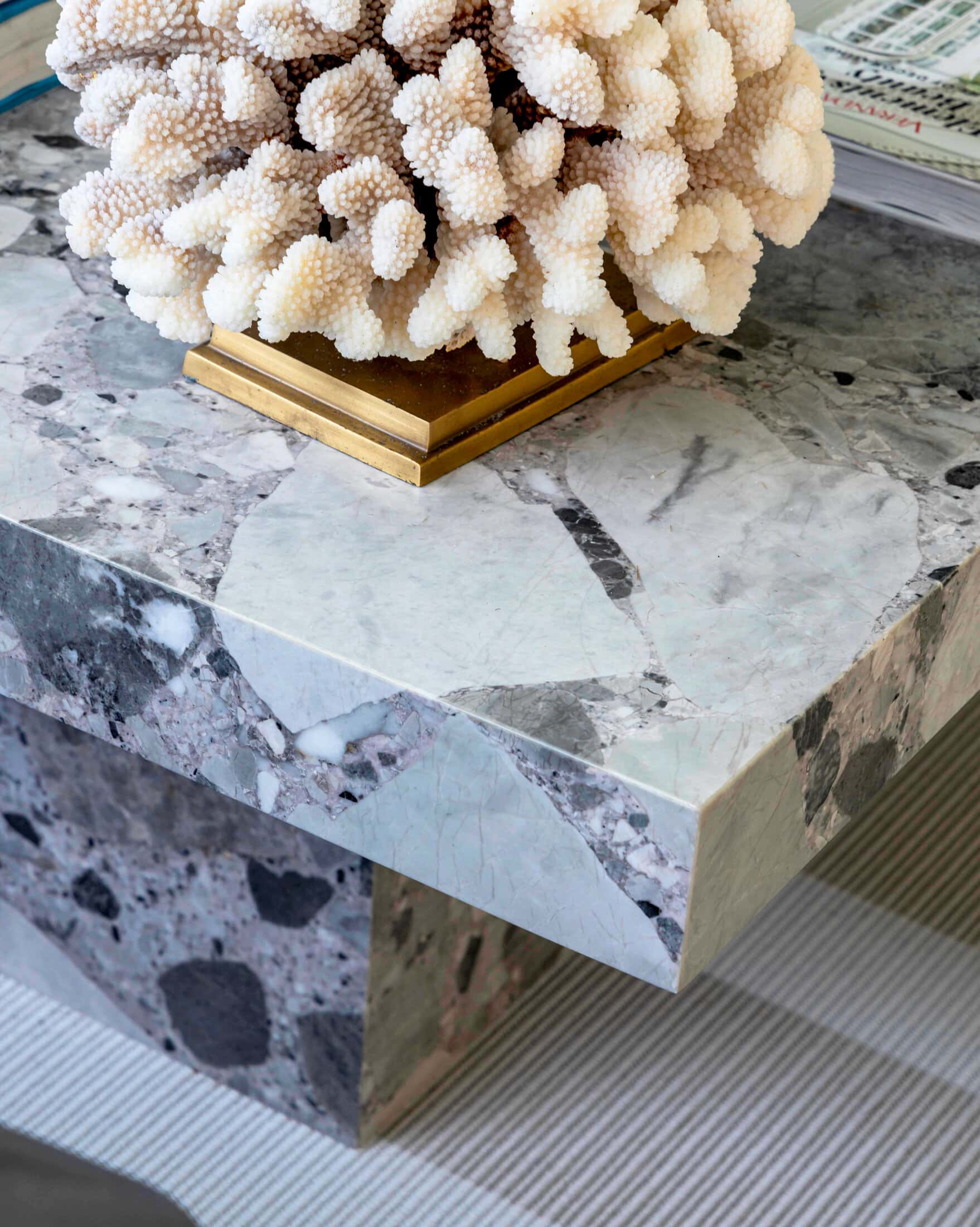 Ceppo Grey Marble Table Closeup